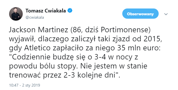 Jackson Martinez wyznał, dlaczego zaliczył taki zjazd